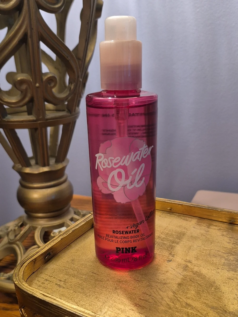 New PINK Victoria's Secret Rosewater Revitalizing Body Oil -
